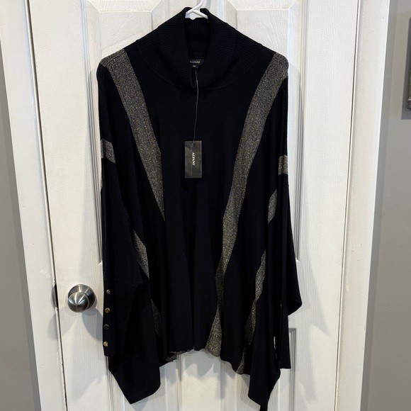 Alfani Tops - NWT Alfani Black and Silver Women's Poncho Top Size Large